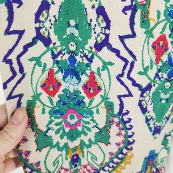 Zara Printed Flare Trousers Boho Multicolor Teal Orange Purple Ikat Blogger Fave - Picture 7 of 10